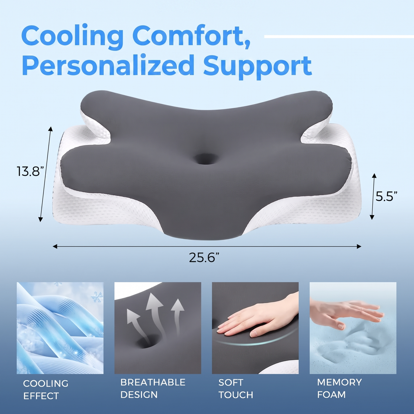 VIPfree Cooling Memory Foam Neck Pillow